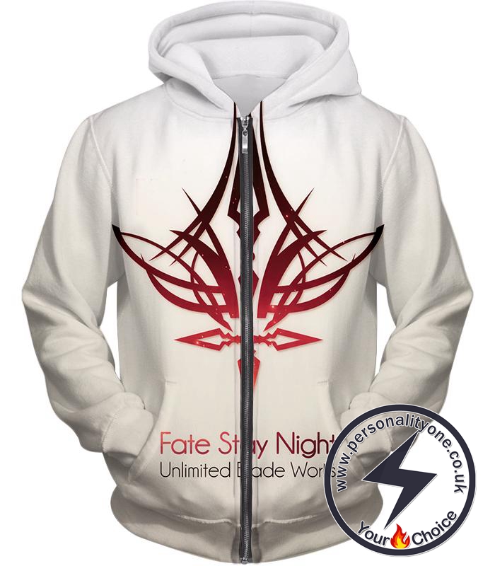 Fate Stay Night Fate Unlimited Blade Works White Promo Zip Up Hoodie